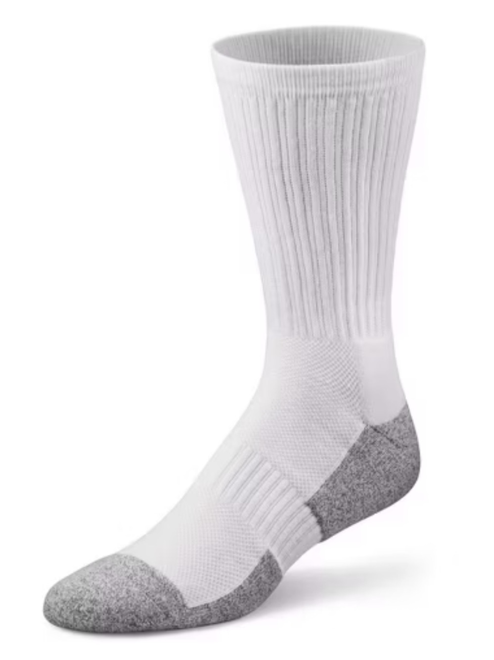 Dr. Comfort Diabetic Crew Socks Size Large, 1 Count, White with Gray Accents